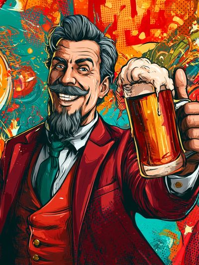Cheers Gentleman Beer Illustration Poster. poster