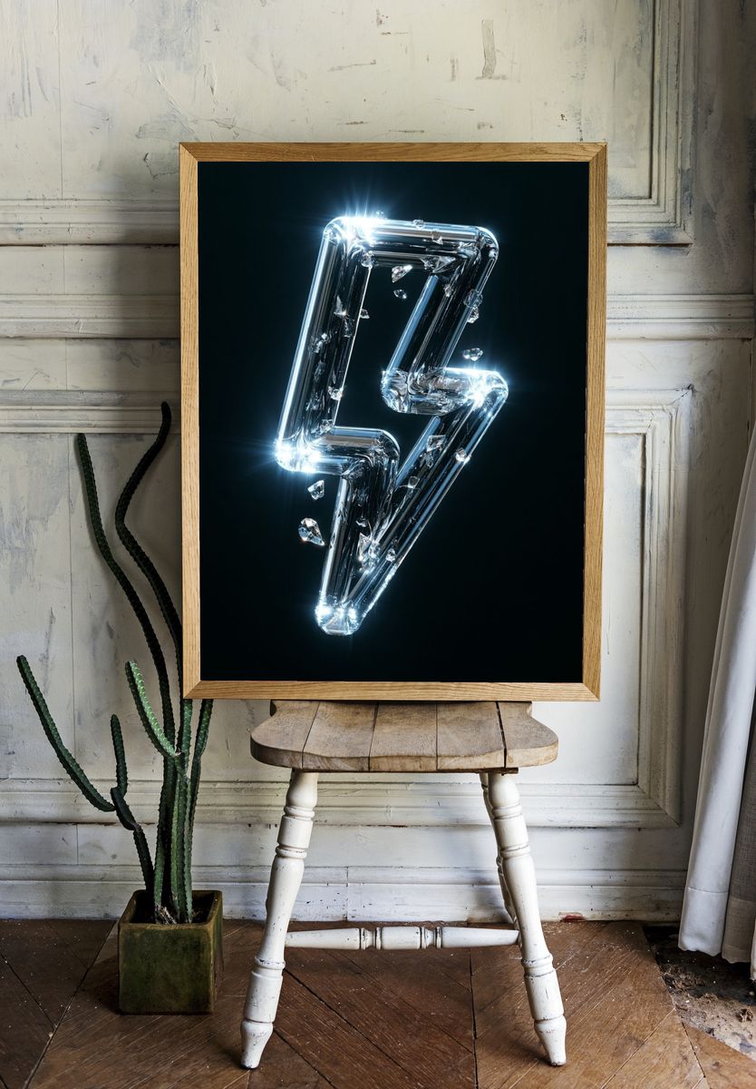 Crystal Lightning Bolt Poster. room preview