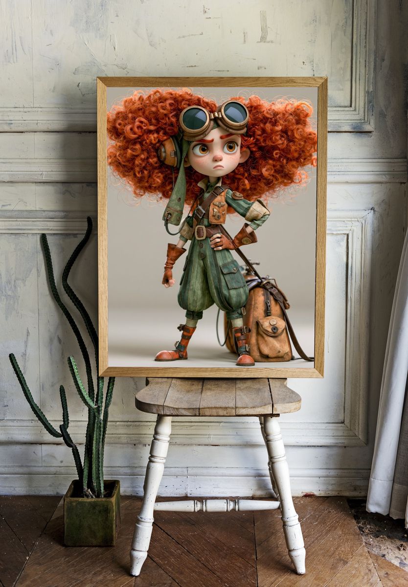 Steampunk Adventurer Character Print. — room view 1