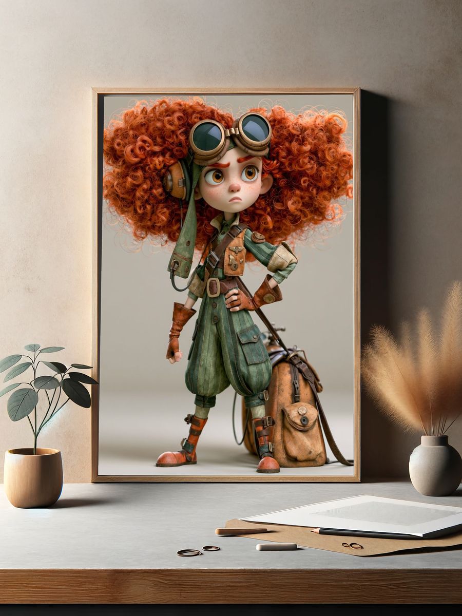 Steampunk Adventurer Character Print. — room view 2
