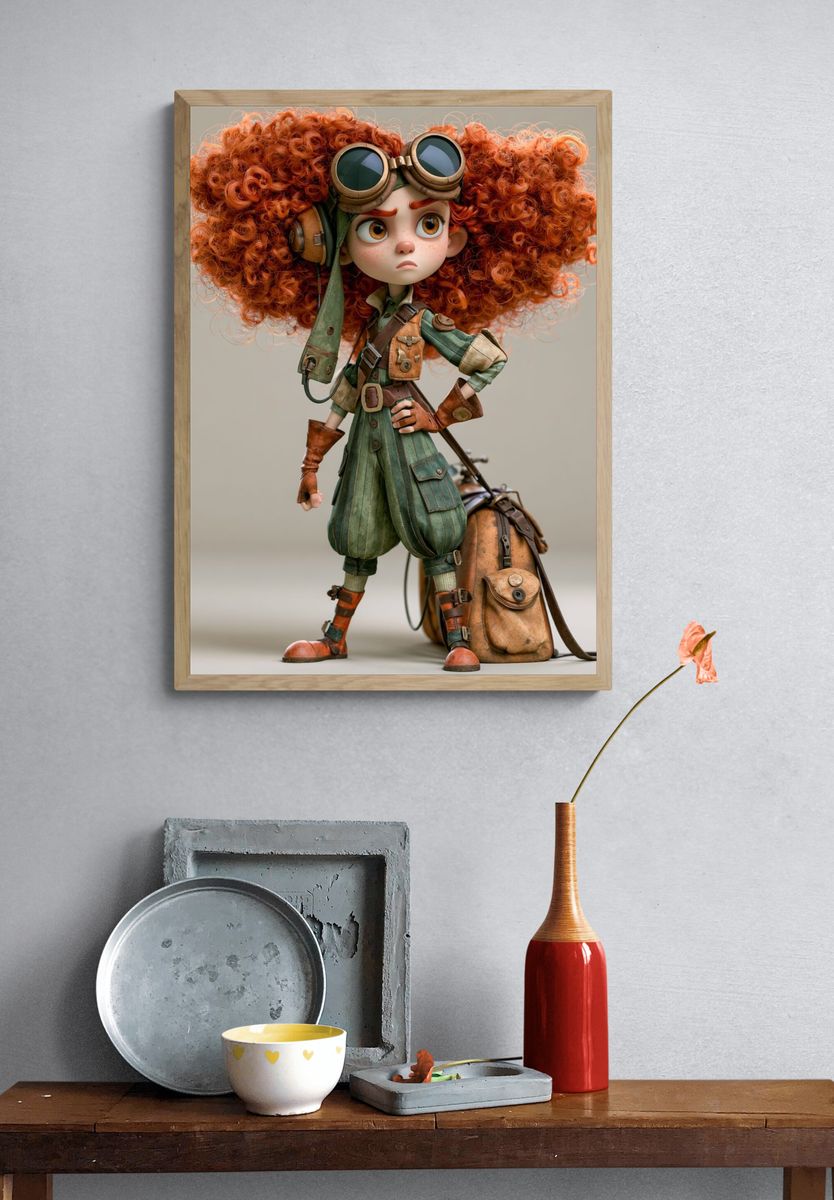 Steampunk Adventurer Character Print. — room view 3