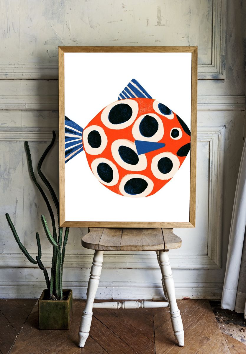Playful Pattern Fish Illustration Poster. room preview