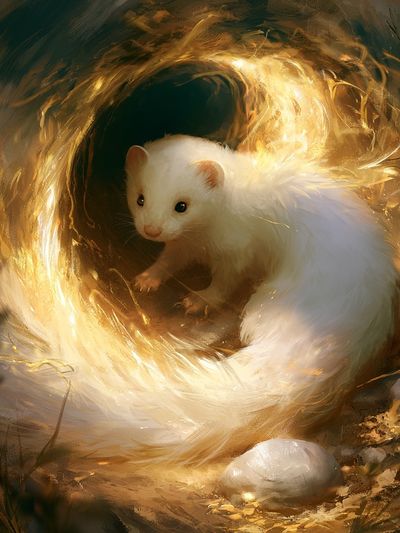 White Ferret Glow Illustration Poster. poster
