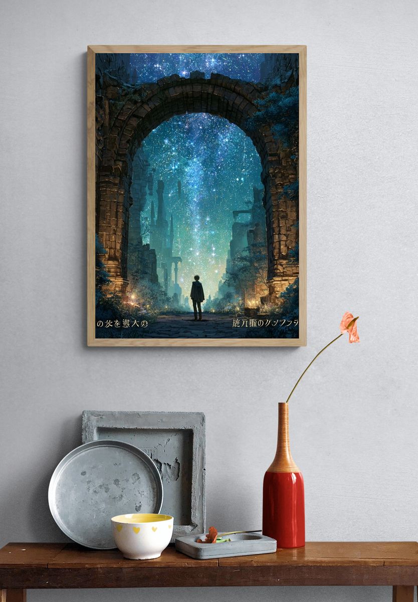 Starry Ruins Fantasy Poster. — room view 3