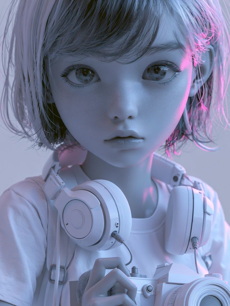 Cyberpunk Girl Portrait Print. poster detail