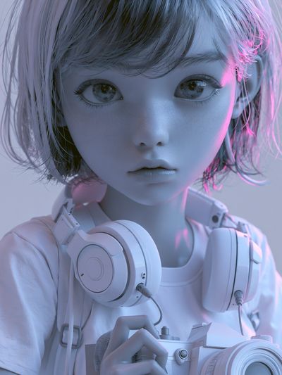 Cyberpunk Girl Portrait Print. poster