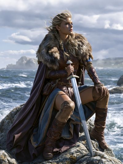 Viking Warrior by the Sea Print.