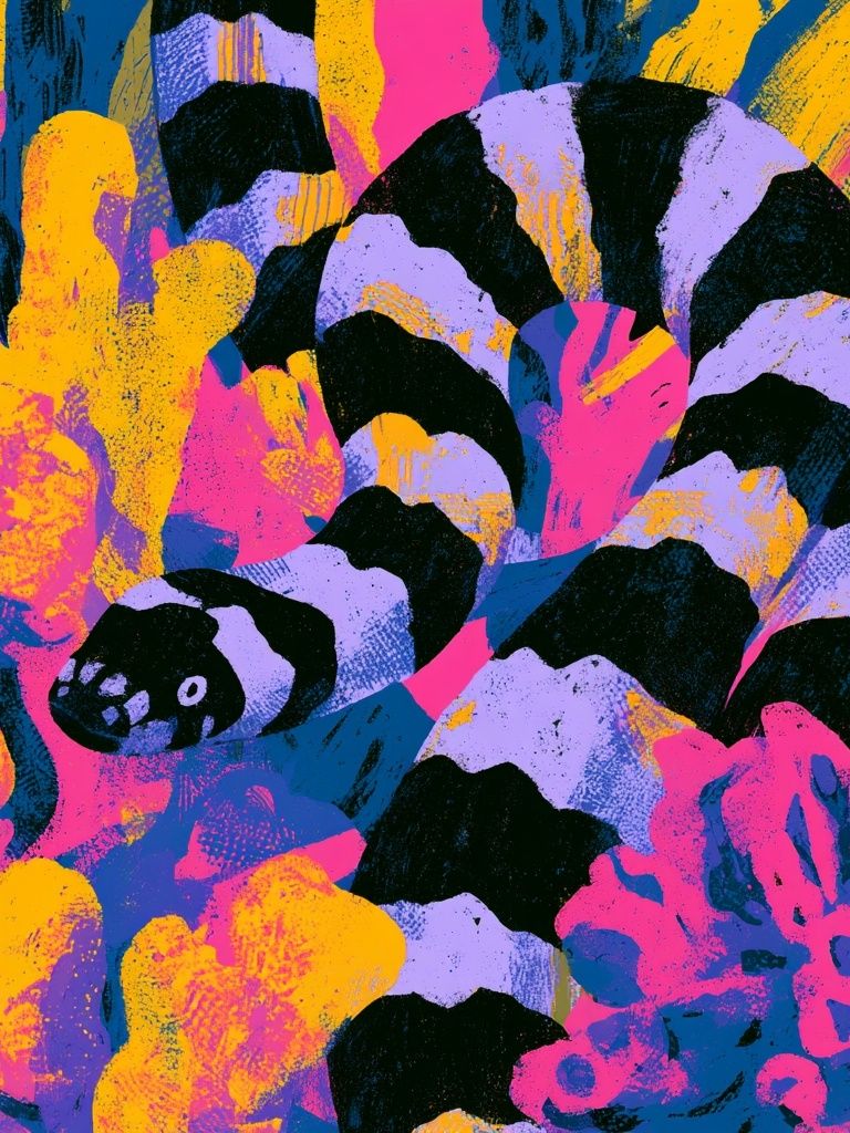 Neon Coral Reef Abstract Poster. poster — illustration art