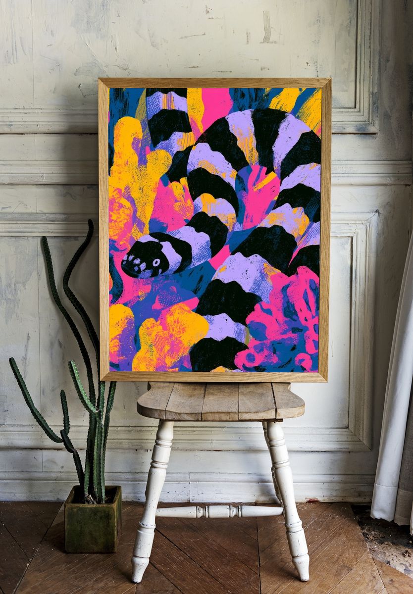 Neon Coral Reef Abstract Poster. room preview