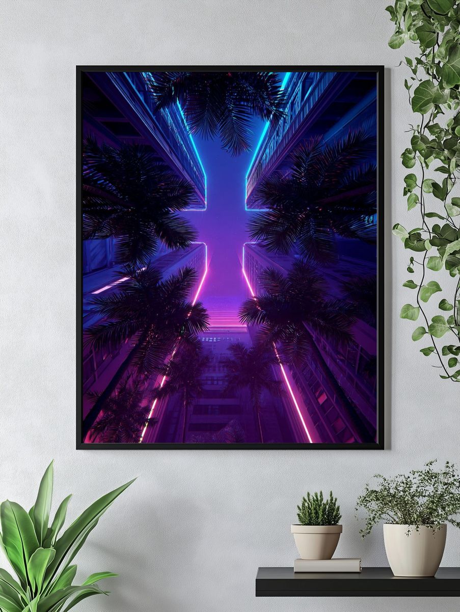 Neon Palm Alley Poster. — room view 4