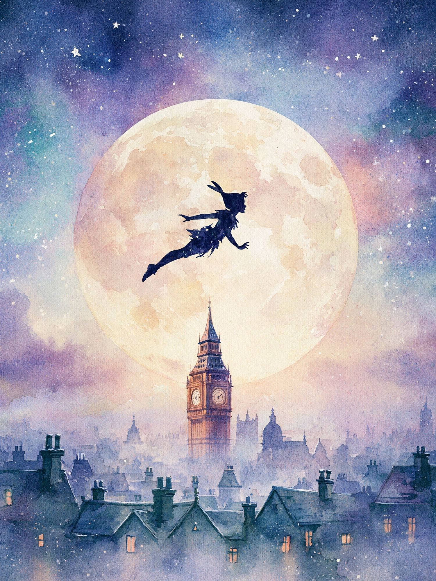 Peter Pan Over London Print. poster detail