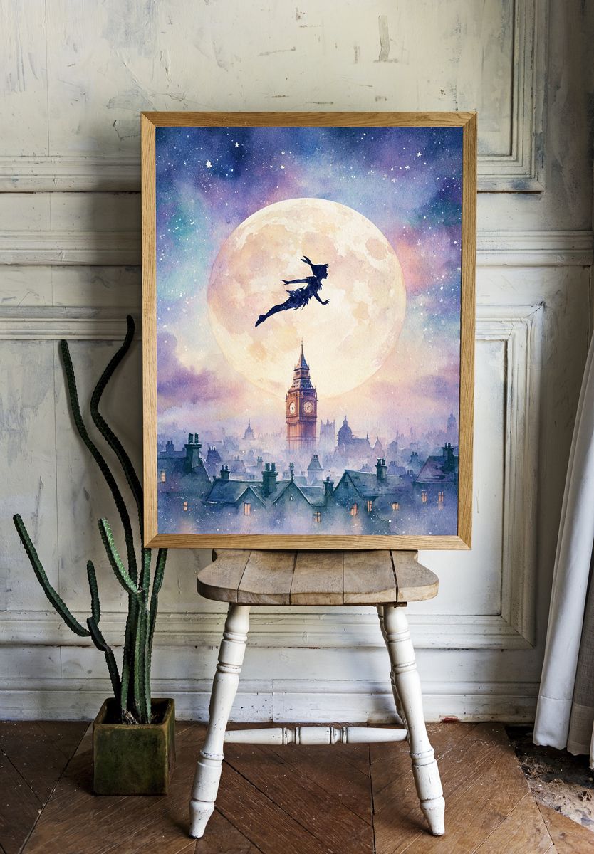 Peter Pan Over London Print. — room view 1