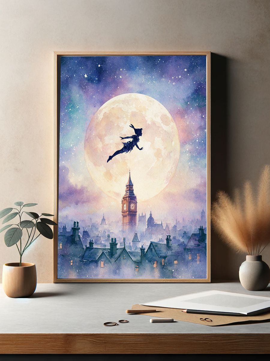 Peter Pan Over London Print. — room view 2