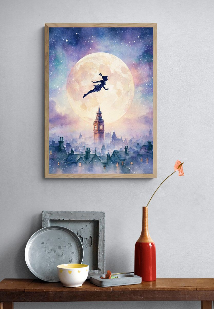 Peter Pan Over London Print. — room view 3