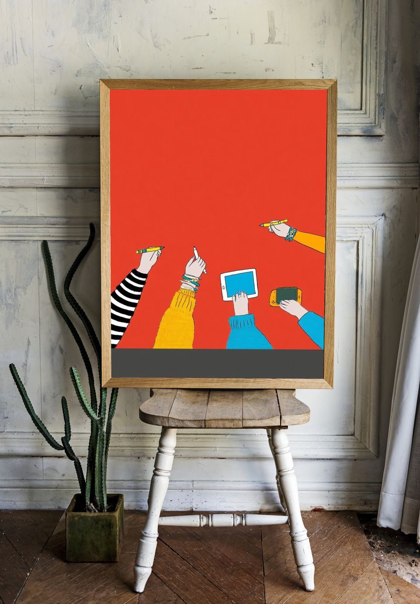 Hands with Devices Illustration Poster. room preview