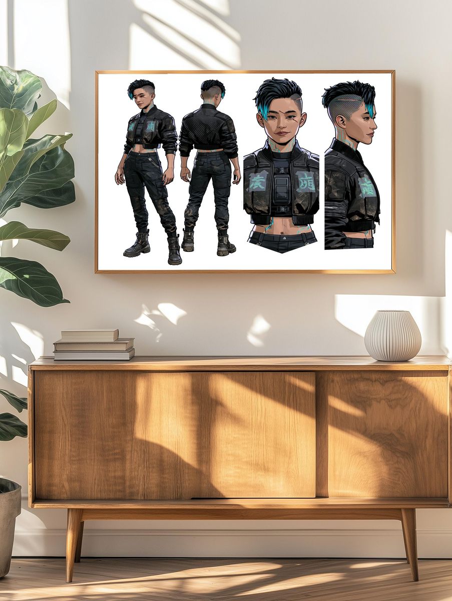 Cyberpunk Character Sheet Poster. — room view 3
