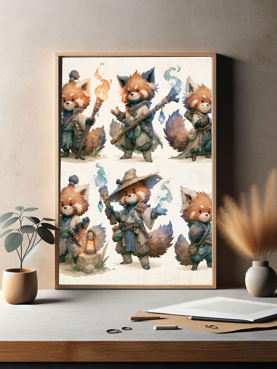 Fantasy Red Panda Characters Poster. — room view 2