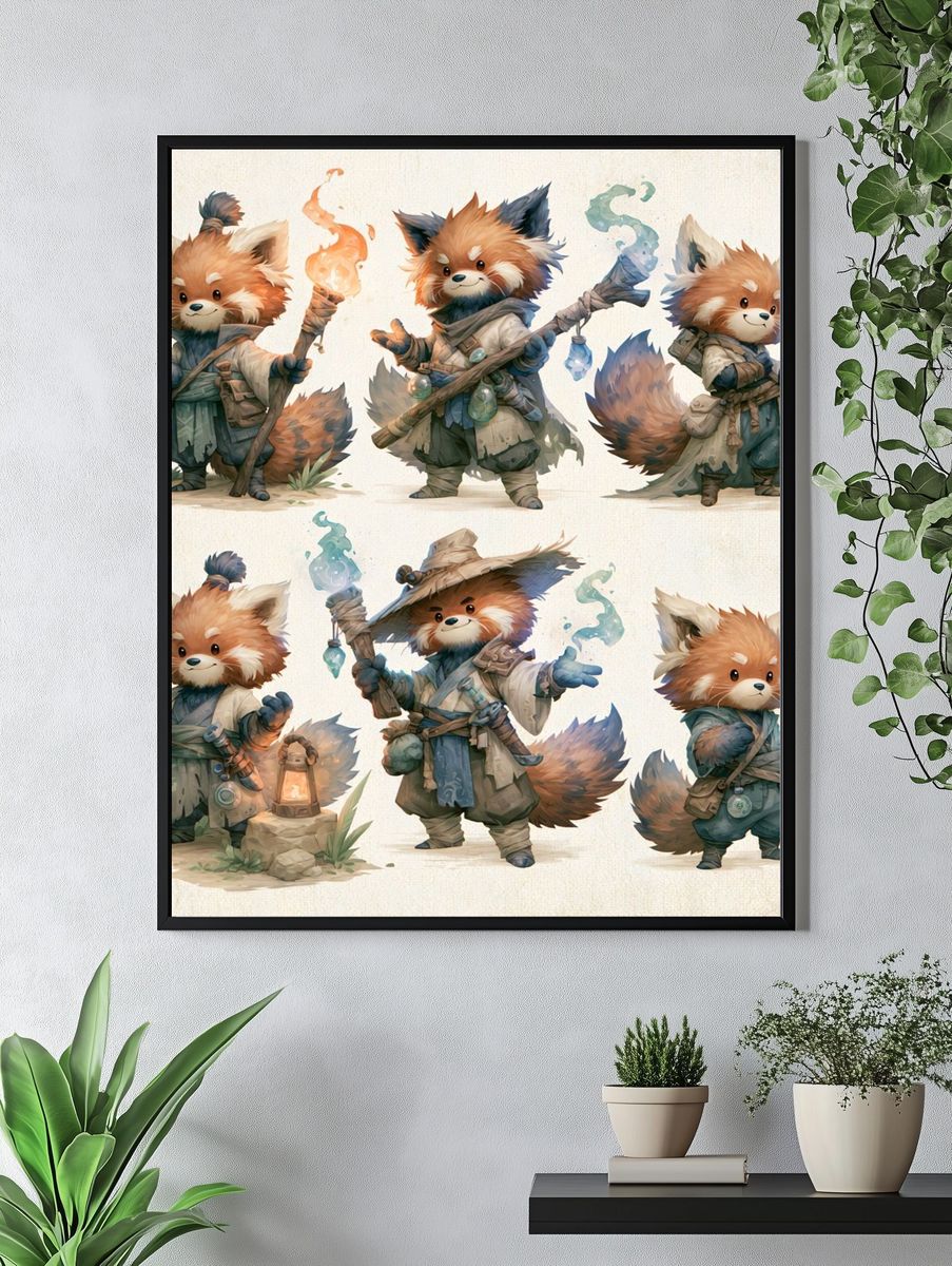 Fantasy Red Panda Characters Poster. — room view 4