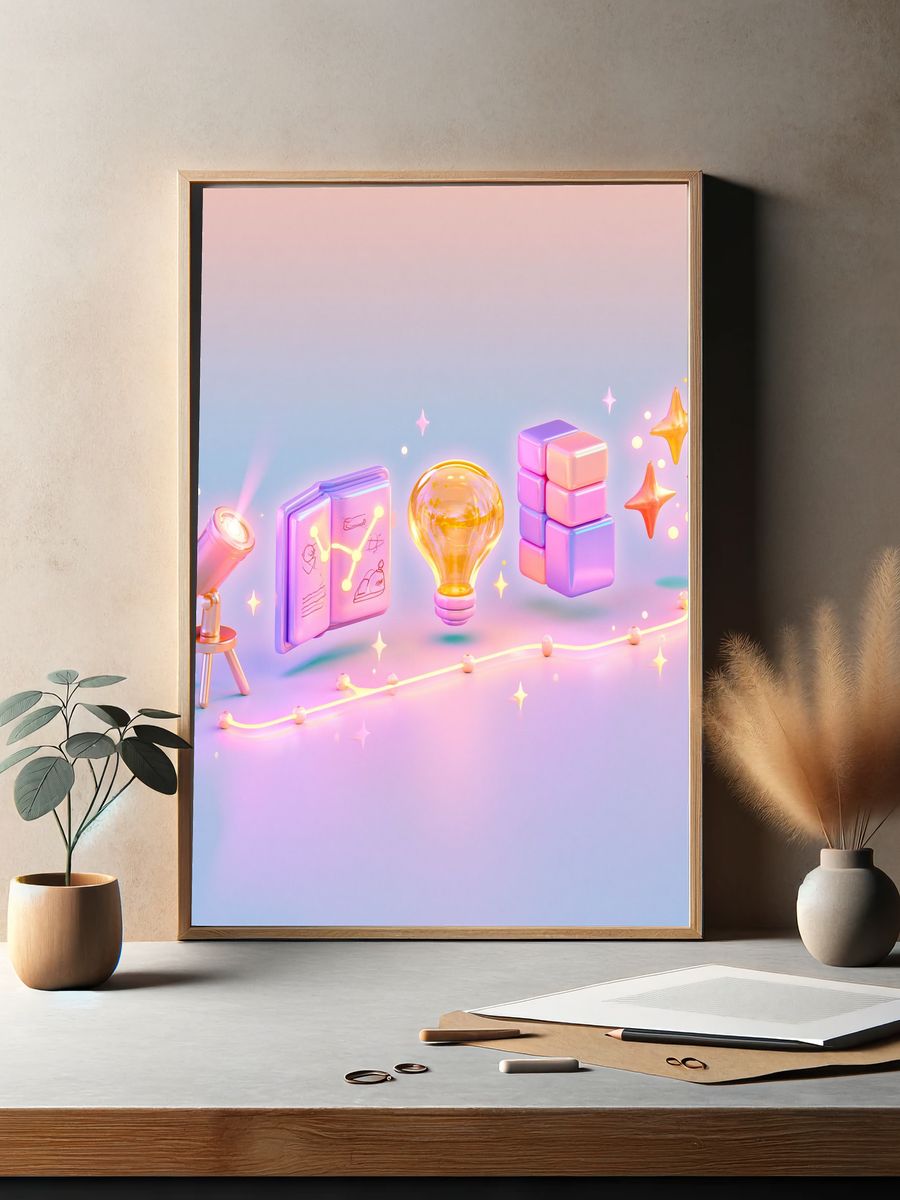 Pastel Cosmic Objects Illustration Poster. — room view 2