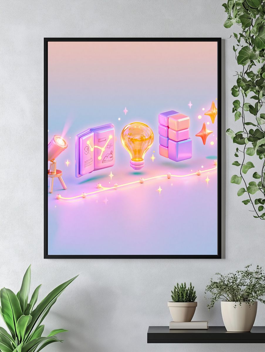 Pastel Cosmic Objects Illustration Poster. — room view 4