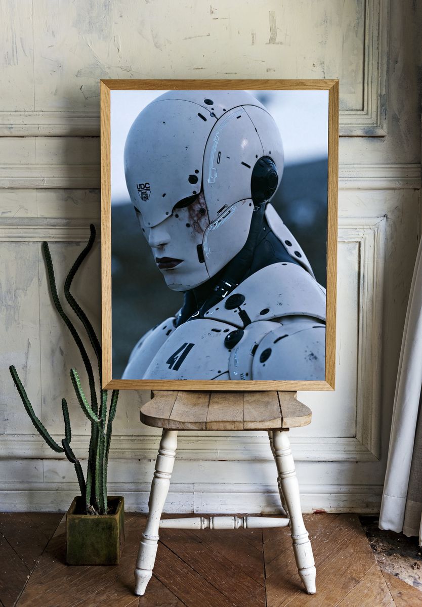 Cyborg Portrait Sci-Fi Print. room preview