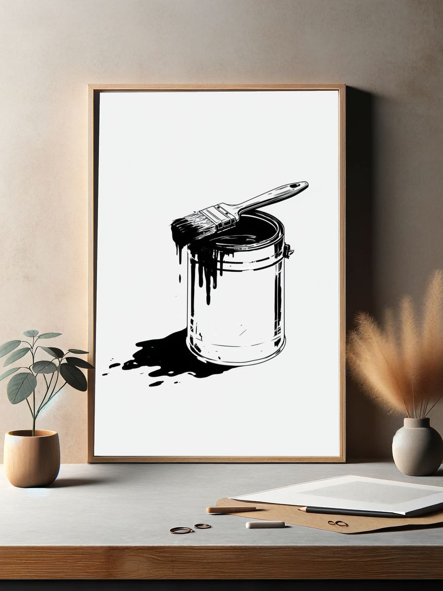 Paint Can Ink Illustration Poster. — room view 2