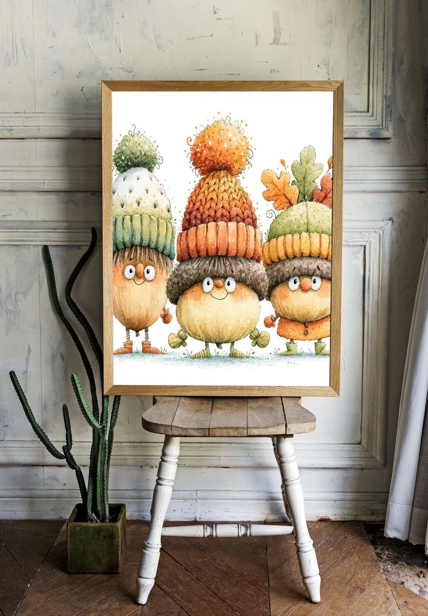 Autumn Acorn Friends Illustration Poster. room preview