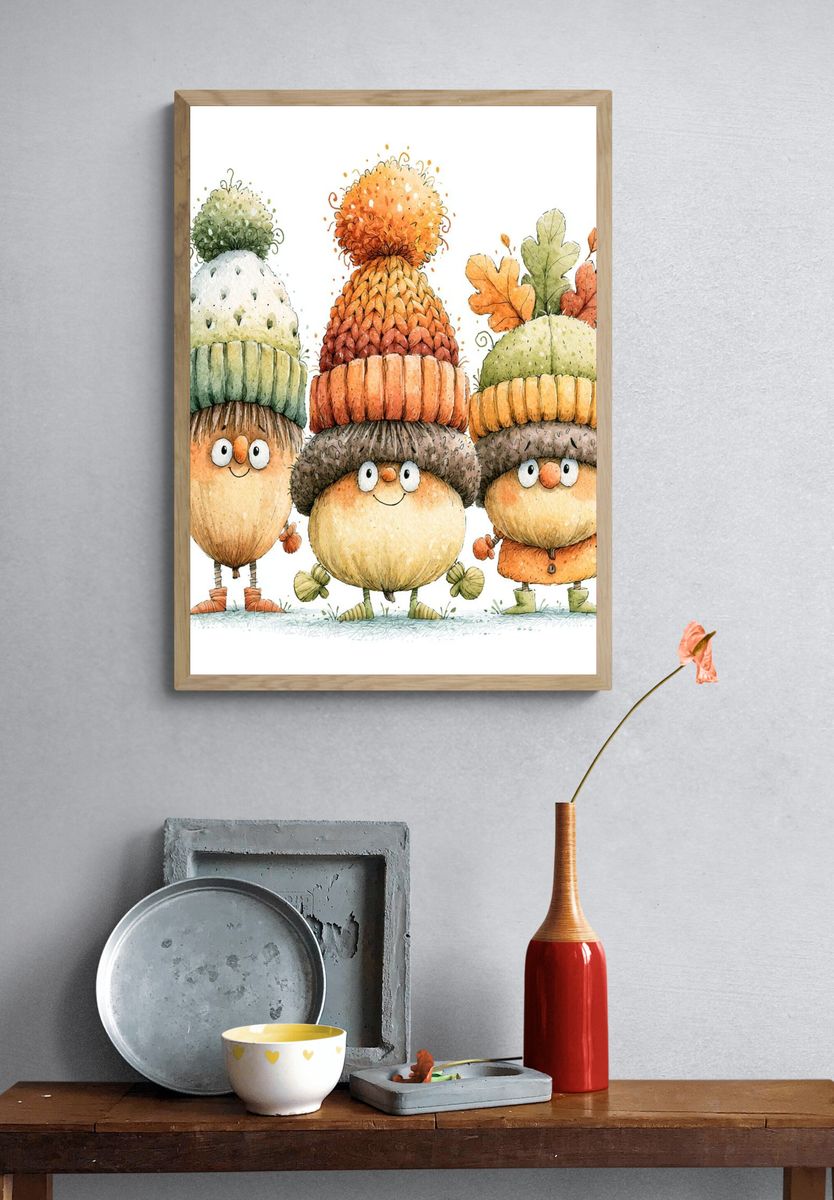 Autumn Acorn Friends Illustration Poster. — room view 3
