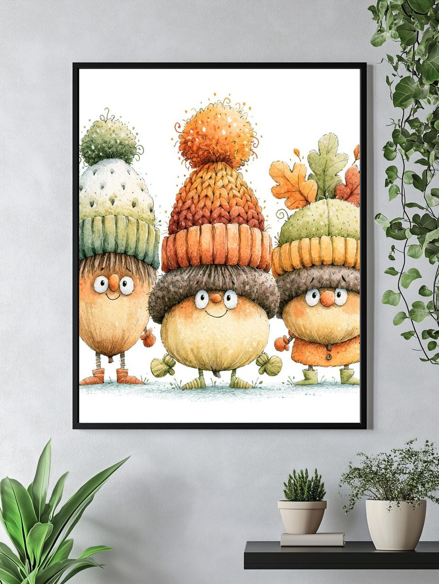 Autumn Acorn Friends Illustration Poster. — room view 4