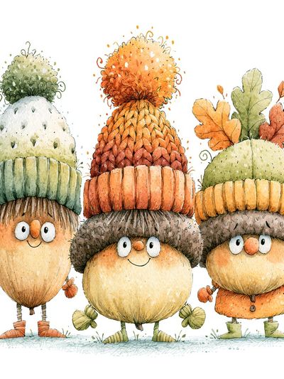 Autumn Acorn Friends Illustration Poster.