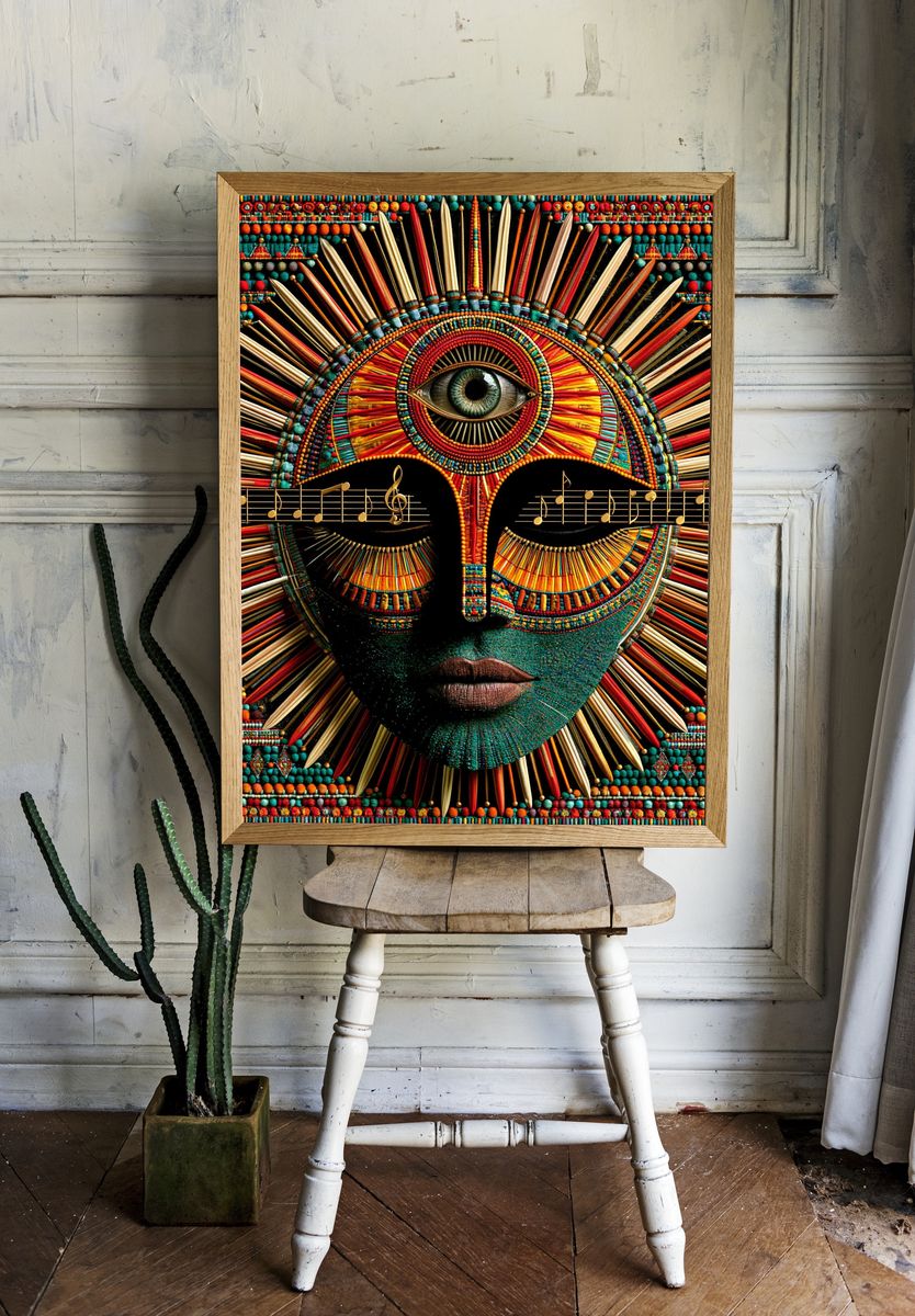 Mystic Eye Beaded Illustration Poster. room preview