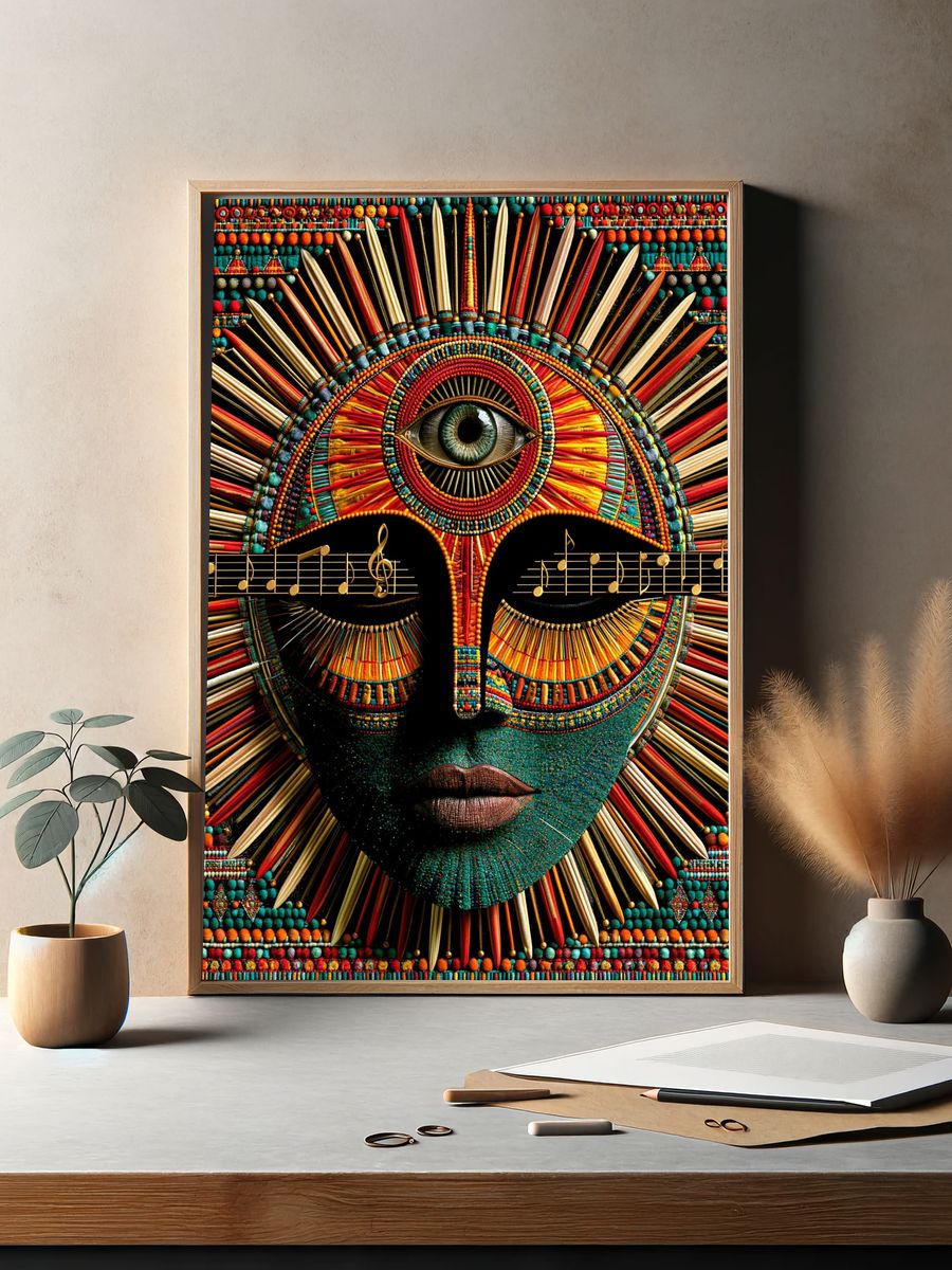 Mystic Eye Beaded Illustration Poster. — room view 2
