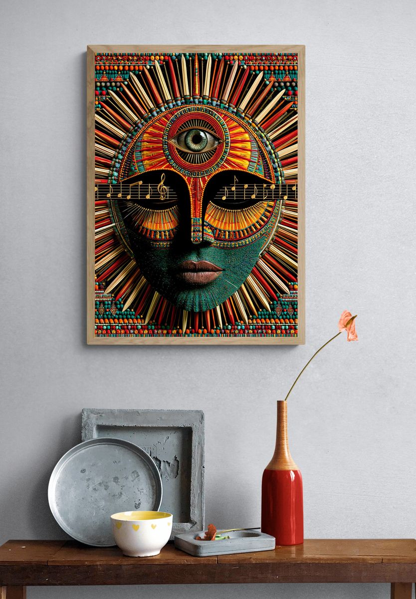 Mystic Eye Beaded Illustration Poster. — room view 3