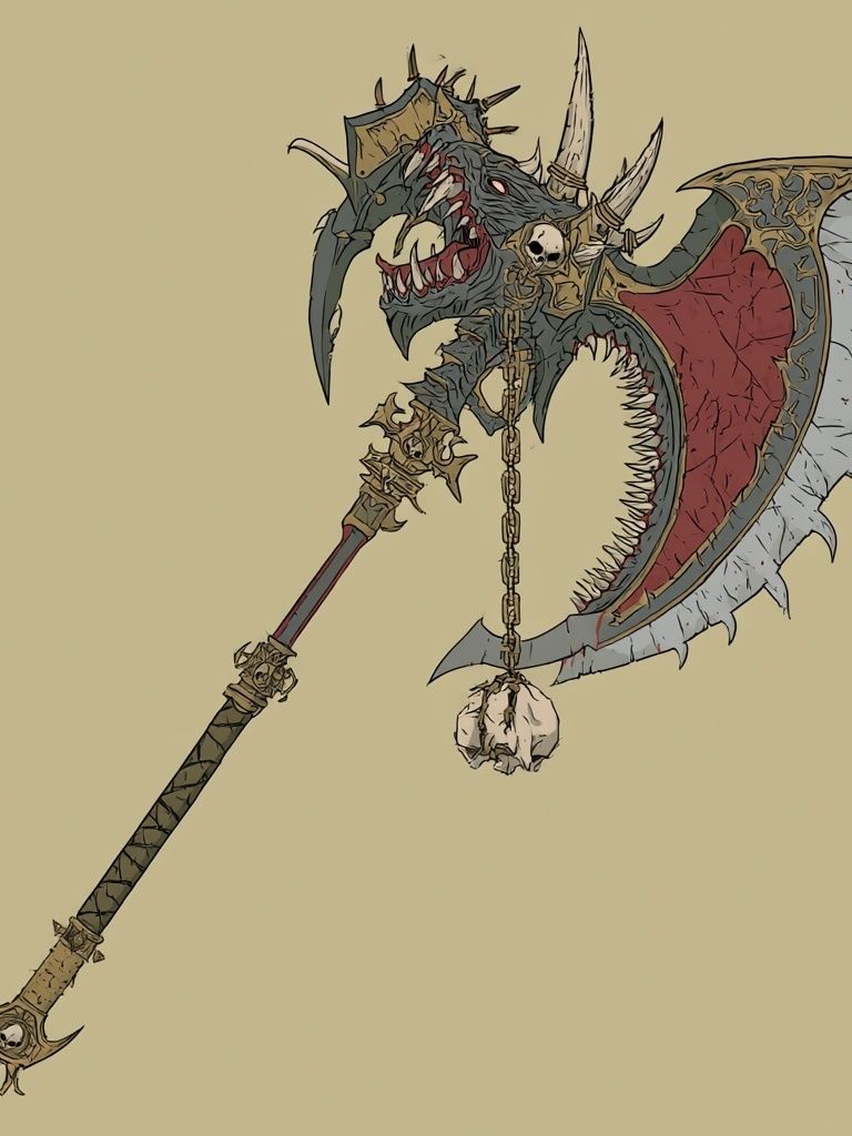 Demonic Dragon Axe Illustration Poster. poster detail