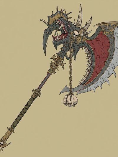 Demonic Dragon Axe Illustration Poster. poster