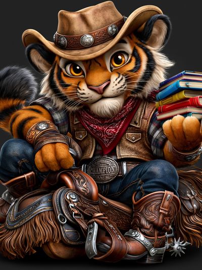 Cowboy Tiger Illustration Poster.