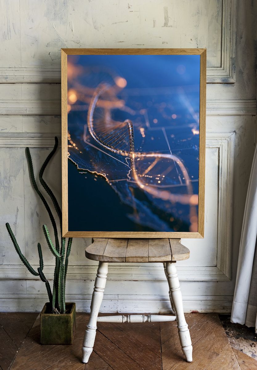 Glowing DNA Helix Illustration Poster. room preview