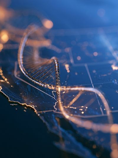 Glowing DNA Helix Illustration Poster.