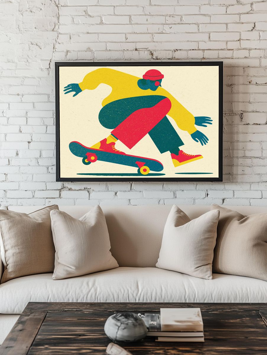 Skateboarder Motion Illustration Poster. room preview