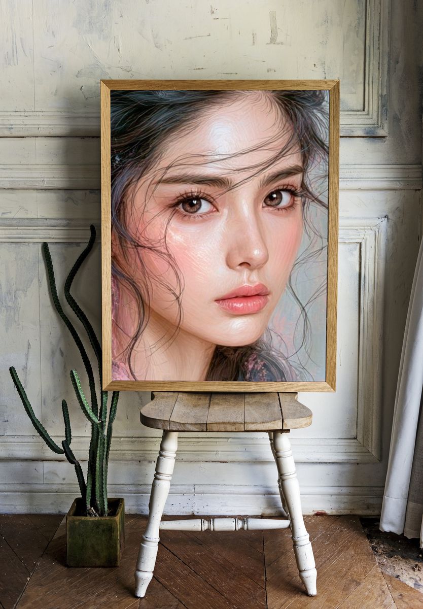 Dreamy Portrait Illustration Poster. room preview