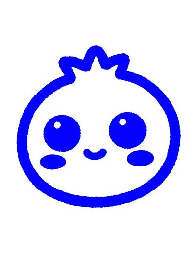 Cute Blue Face Illustration Poster.