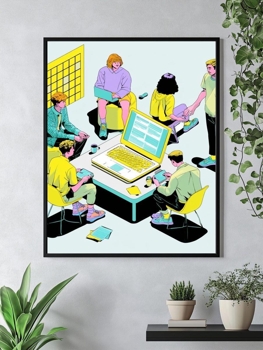 Creative Teamwork Illustration Poster. — room view 4