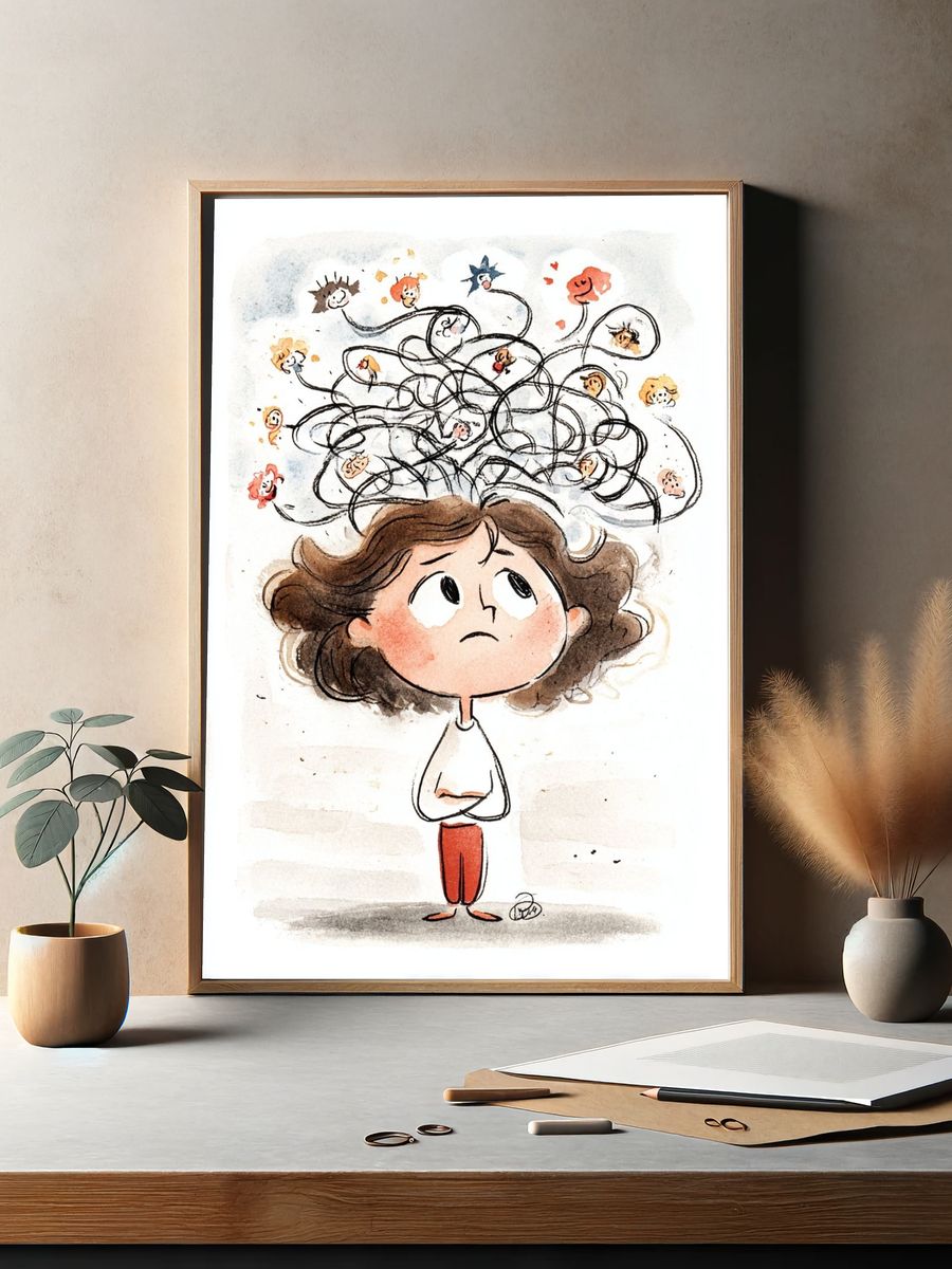 Anxious Child Watercolor Print. — room view 2