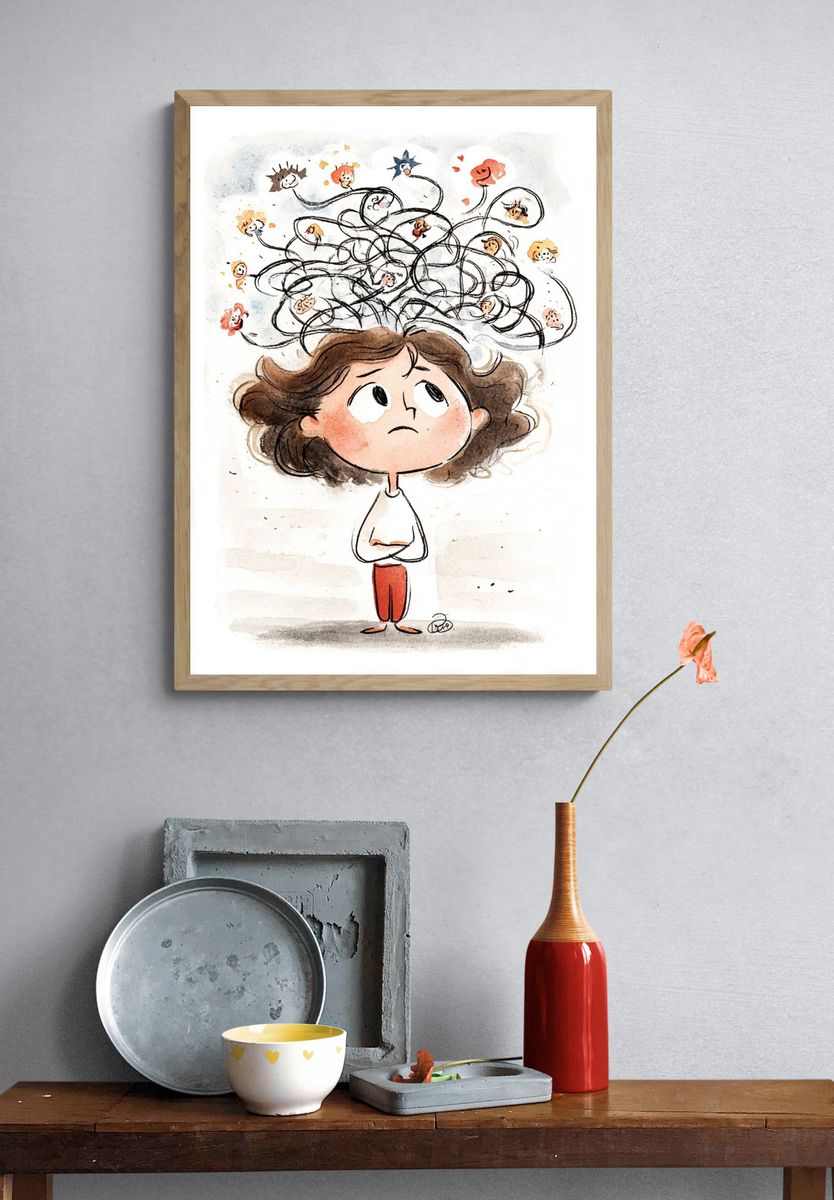 Anxious Child Watercolor Print. — room view 3