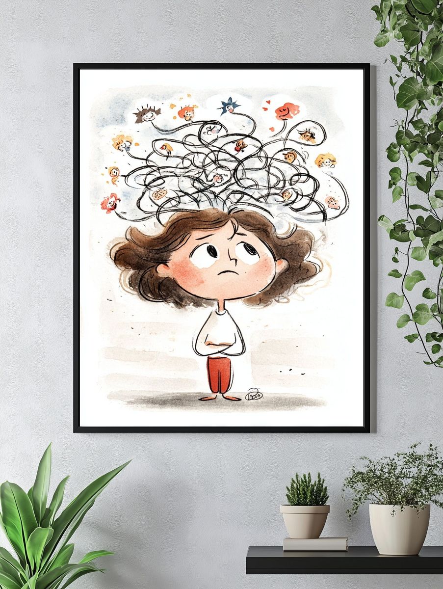 Anxious Child Watercolor Print. — room view 4