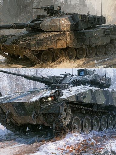 Armored Tank Winter Scene Poster. poster — illustration art