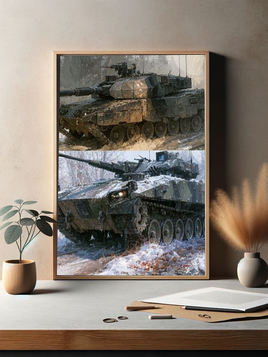 Armored Tank Winter Scene Poster. — room view 2