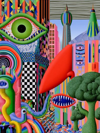Surreal Neon City Poster.