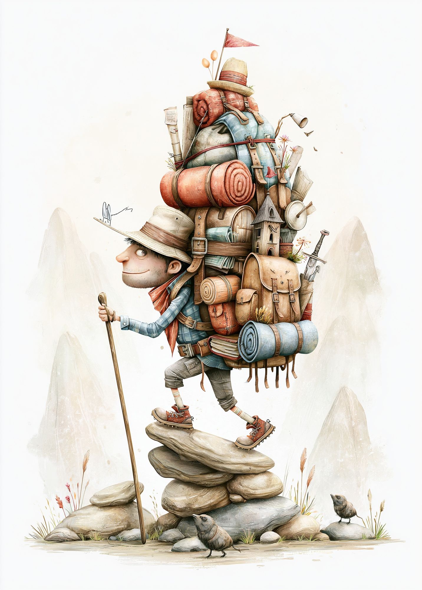 Backpacker Adventure Illustration Poster. poster detail