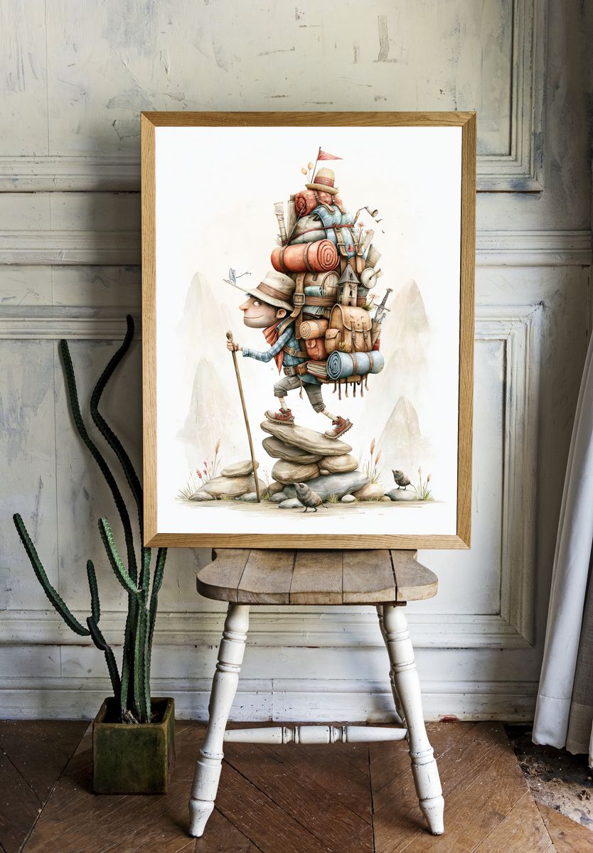 Backpacker Adventure Illustration Poster. room preview
